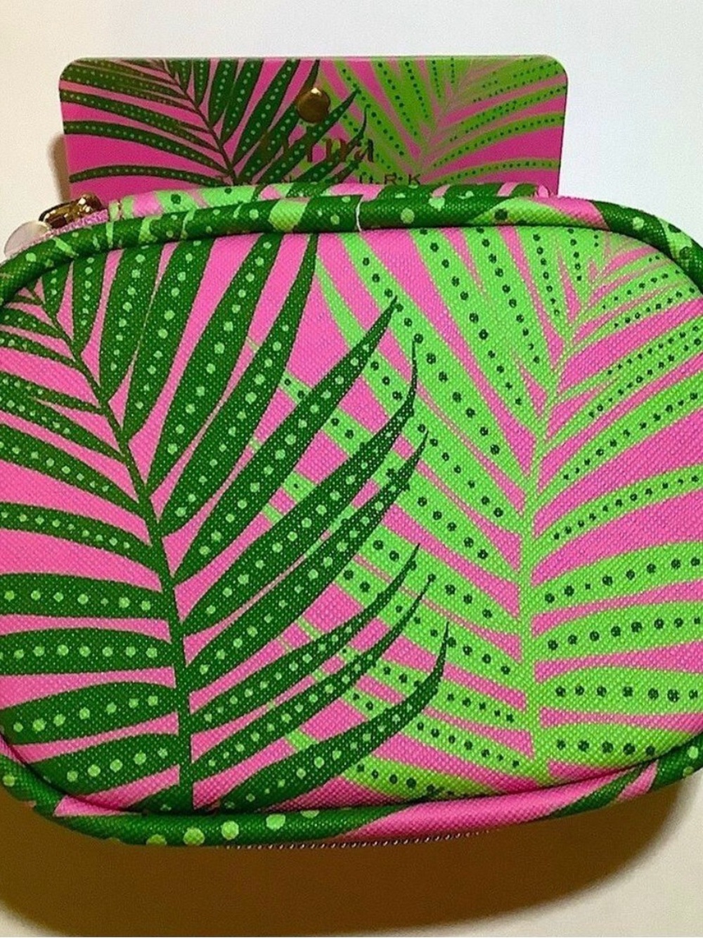 Trina Turk Tropical Leaf Pill/Cosmetic Pouch - Pink & Green